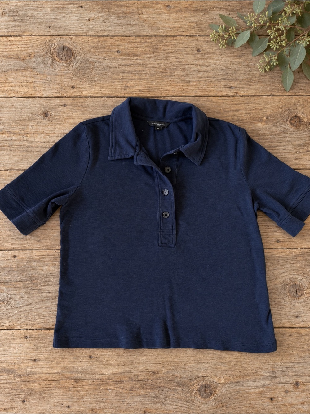 Banana Republic Navy Short-Sleeve Polo Tee